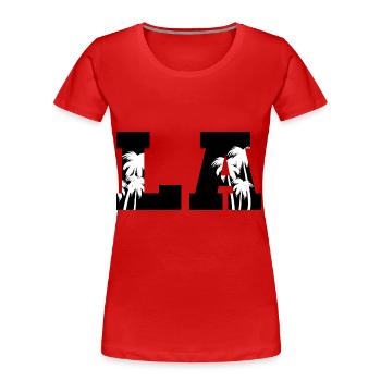 LA Palmen Los Angeles - Frauen Premium Bio T-Shirt - Rot - Vorne - Mia (176cm)