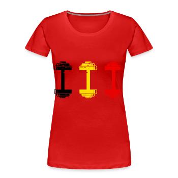 Gewichtheben Fitness Belgien Kraftsport - Frauen Premium Bio T-Shirt - Rot - Vorne - Mia (176cm)
