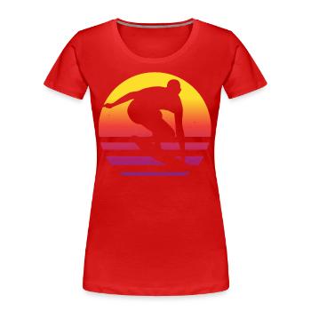 Surfer Rétro Surf Surf Coucher de soleil - T-shirt bio Premium Femme - rouge - Devant - Mia (176cm)
