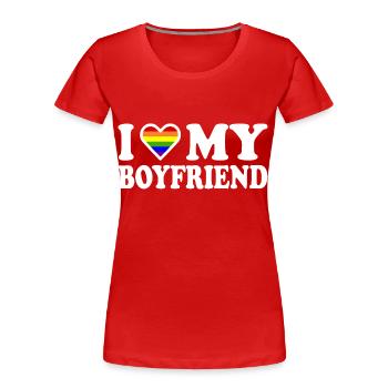 I love my boyfriend - Frauen Premium Bio T-Shirt - Rot - Vorne - Mia (176cm)