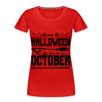 Halloween-Königinnen wurden im Oktober geboren - Frauen Premium Bio T-Shirt - Rot - Vorne - Mia (176cm)