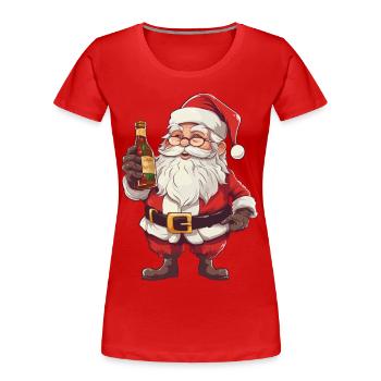 Santa Claus Bottle Rum Alcohol Liquor Cheers - Women's Premium Organic T-Shirt - red - Front - Mia (176cm)