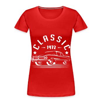 Geschenkidee - CLASSIC 1972. - Frauen Premium Bio T-Shirt - Rot - Vorne - Mia (176cm)