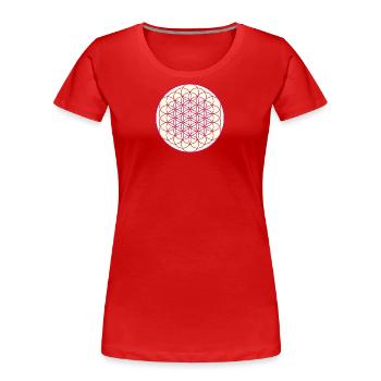 Lebensblume, Motiv, Hintergrund, gelb - Frauen Premium Bio T-Shirt - Rot - Vorne - Mia (176cm)