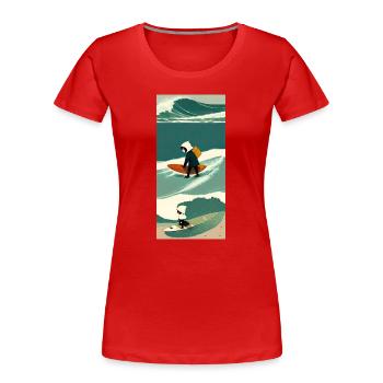 Surfeur Solitaire en Tempête - T-shirt bio Premium Femme - rouge - Devant - Mia (176cm)