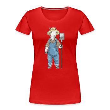 Ferme de pelles d’éleveur de chèvres - T-shirt bio Premium Femme - rouge - Devant - Mia (176cm)