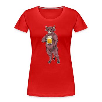 Stier Bier - Frauen Premium Bio T-Shirt - Rot - Vorne - Mia (176cm)
