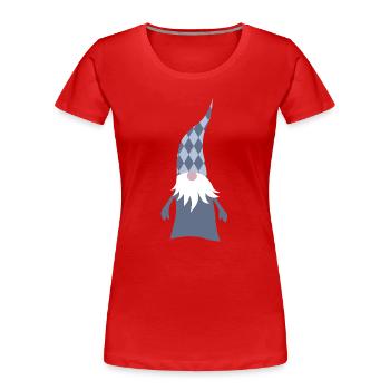 Wichtel Rauten Rhomben Weihnachten Xmas Wald  - Frauen Premium Bio T-Shirt - Rot - Vorne - Mia (176cm)