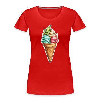 Motif de cornet de glace en spirale coloré - T-shirt bio Premium Femme - rouge - Devant - Mia (176cm)