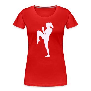 Woman Martial Arts Dynamic Kick - Women's Premium Organic T-Shirt - red - Front - Mia (176cm)