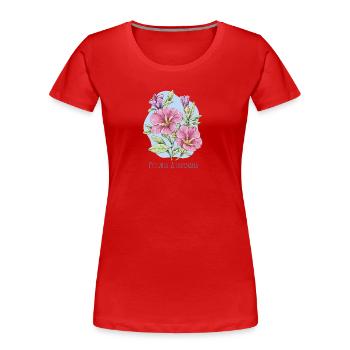 Gartenpetunie (gewöhnlich) botanische Zeichnung - Frauen Premium Bio T-Shirt - Rot - Vorne - Mia (176cm)