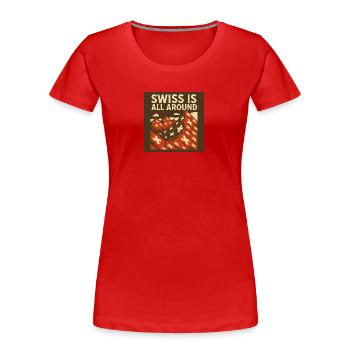 Swiss is all around - Frauen Premium Bio T-Shirt - Rot - Vorne - Mia (176cm)