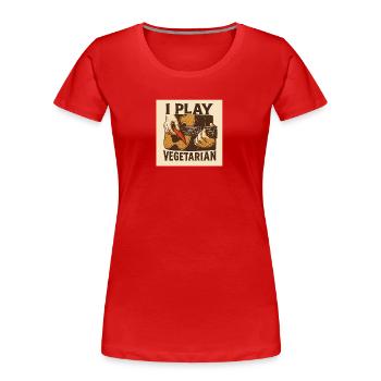 Guitar I play vegetarian - Frauen Premium Bio T-Shirt - Rot - Vorne - Mia (176cm)
