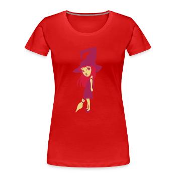 kleine Hexe - Frauen Premium Bio T-Shirt - Rot - Vorne - Mia (176cm)