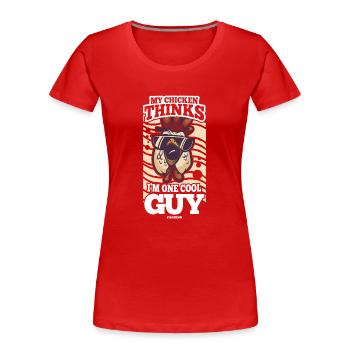 Chicken Farm Poultry Rooster Chickens Gift - Women's Premium Organic T-Shirt - red - Front - Mia (176cm)