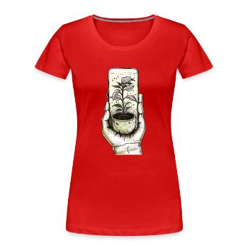 Plant more plants - Women's Premium Organic T-Shirt - red - Front - Mia (176cm)