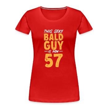 Tête chauve Calvitie Barbe Tête chauve - T-shirt bio Premium Femme - rouge - Devant - Mia (176cm)