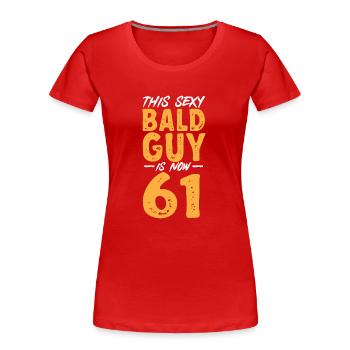 Tête chauve Calvitie Barbe Tête chauve - T-shirt bio Premium Femme - rouge - Devant - Mia (176cm)