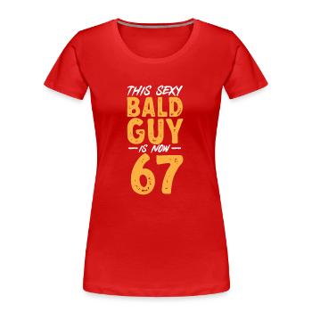 Tête chauve Calvitie Barbe Tête chauve - T-shirt bio Premium Femme - rouge - Devant - Mia (176cm)