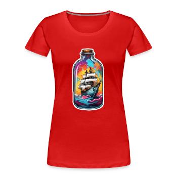 Ship in a Bottle / Message in a Bottle / Ahoy / Anchor - Women's Premium Organic T-Shirt - red - Front - Mia (176cm)