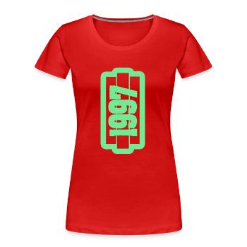 Né en 1997 - T-shirt bio Premium Femme - rouge - Devant - Mia (176cm)
