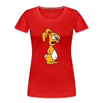 Bunny Horrified Fearful Desperate Confused Cool - Women's Premium Organic T-Shirt - red - Front - Mia (176cm)