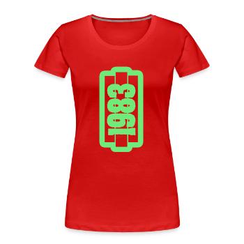 Année 1983 - T-shirt bio Premium Femme - rouge - Devant - Mia (176cm)