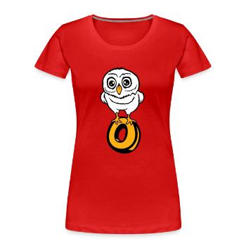 Owl Letter O Owl English ABC Learn Bird Eagle Owl - Women's Premium Organic T-Shirt - red - Front - Mia (176cm)