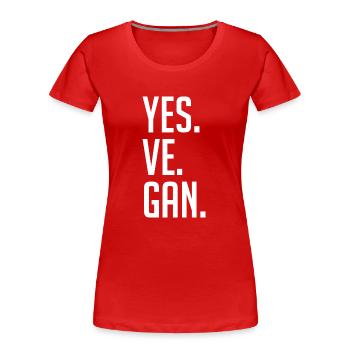 yes, vegan! - Frauen Premium Bio T-Shirt - Rot - Vorne - Mia (176cm)