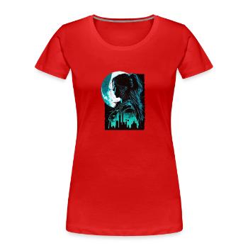 Frauenschatten im Mondschein - Frauen Premium Bio T-Shirt - Rot - Vorne - Mia (176cm)