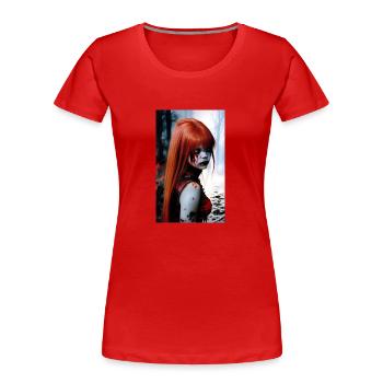 ARTWORK Redhair Girl - T-shirt bio Premium Femme - rouge - Devant - Mia (176cm)