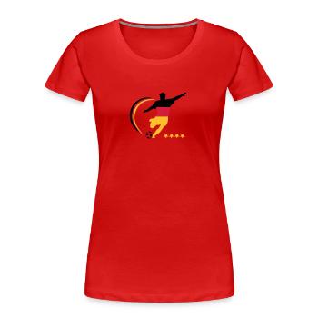 joueur de football Allemagne - T-shirt bio Premium Femme - rouge - Devant - Mia (176cm)