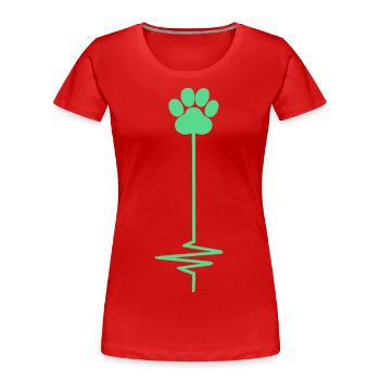 Dog Paw Print Heartbeat Love Dogs - T-shirt bio Premium Femme - rouge - Devant - Mia (176cm)