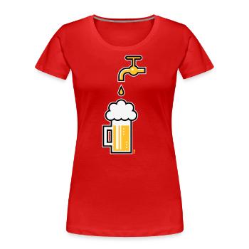 Beer Mug & Tap (Keg Beer / Draught Beer / 3C) - Women's Premium Organic T-Shirt - red - Front - Mia (176cm)