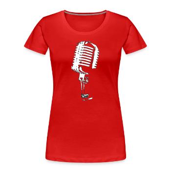 microphone musique noir et blanc - T-shirt bio Premium Femme - rouge - Devant - Mia (176cm)