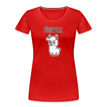 Kleines Lama mit stylisher Föhnwelle! - Frauen Premium Bio T-Shirt - Rot - Vorne - Mia (176cm)