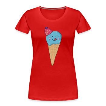 Cornet de crème glacée - T-shirt bio Premium Femme - rouge - Devant - Mia (176cm)