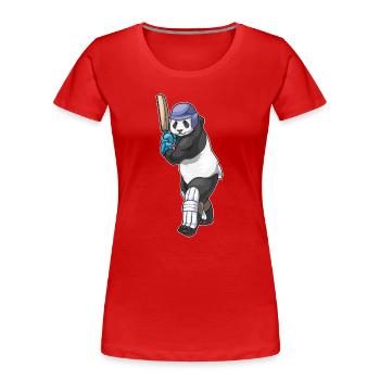 Panda Cricket Cricket Bats - Women's Premium Organic T-Shirt - red - Front - Mia (176cm)