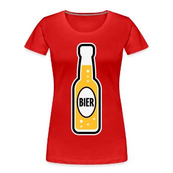 Bierflasche (Bier / Bierchen / POS 3C) - Frauen Premium Bio T-Shirt - Rot - Vorne - Mia (176cm)