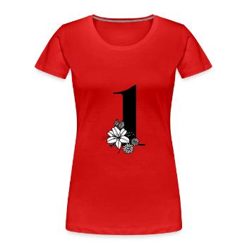 Zahl 1 - Frauen Premium Bio T-Shirt - Rot - Vorne - Mia (176cm)