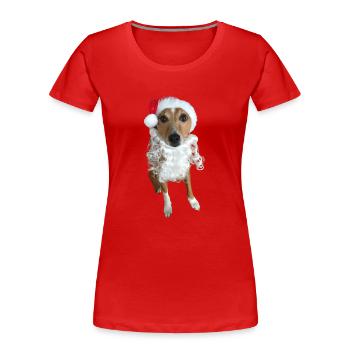 Hund als Weihnachtsmann - Frauen Premium Bio T-Shirt - Rot - Vorne - Mia (176cm)
