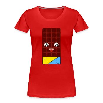 Tablette de chocolat kawaii - T-shirt bio Premium Femme - rouge - Devant - Mia (176cm)