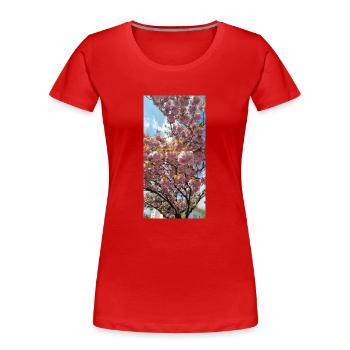 Sakura Flowers - Frauen Premium Bio T-Shirt - Rot - Vorne - Mia (176cm)
