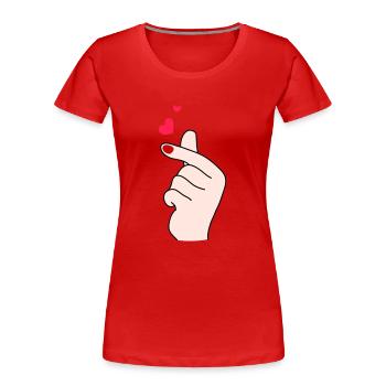 Cœurs de doigts 2 - T-shirt bio Premium Femme - rouge - Devant - Mia (176cm)