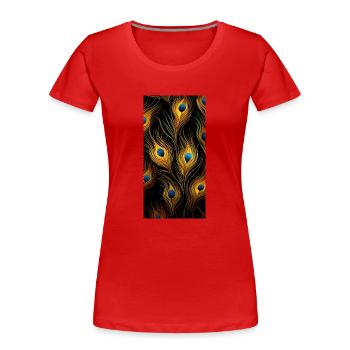 Plumes de paon - T-shirt bio Premium Femme - rouge - Devant - Mia (176cm)