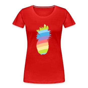 Regenbogen - Ananas - Frauen Premium Bio T-Shirt - Rot - Vorne - Mia (176cm)