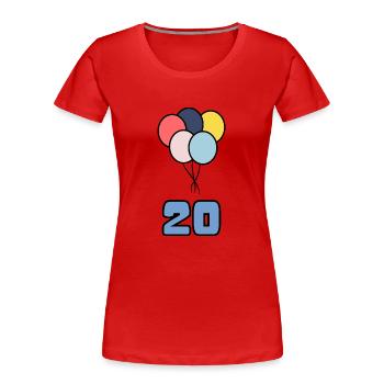 20. 20 JAHRE. 20-JÄHRIGES JUBILÄUM. GEBURTSTAG 20 JAHRE. - Frauen Premium Bio T-Shirt - Rot - Vorne - Mia (176cm)