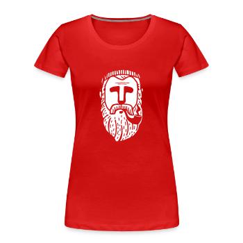 Der Mann mit Brat & Pfeife - Frauen Premium Bio T-Shirt - Rot - Vorne - Mia (176cm)