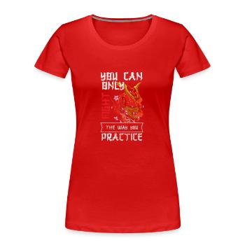Japan Aikido Katana - Women's Premium Organic T-Shirt - red - Front - Mia (176cm)
