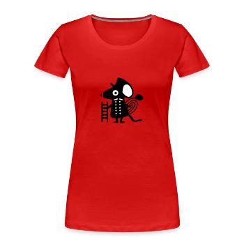 Maus als Schornsteinfeger - Frauen Premium Bio T-Shirt - Rot - Vorne - Mia (176cm)